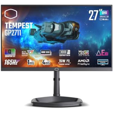 Imagem de Cooler Master Tempest GP2711 68.6 cm 2K 165Hz Mini LED VA Quantum Dot QHD 2560 x 1440 PC Monitor, HDR1000, 4ms (GtG)|1ms (MPRT), DCR, FreeSync Premium, DP1.4*1, HDMI2.0*2, USB C*1, KVM (CM) I-GP271 1