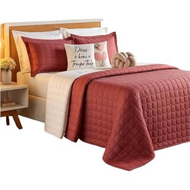 Imagem de Kit Cobre Leito PeçAs - Conjunto De Cama Dupla Face Original - Completo Com Edredom E Fronhas(Rose/Branco)