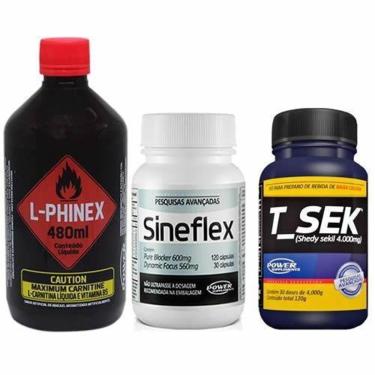 Imagem de L-Phinex 480ml Abacaxi + Sineflex 150 Cápsulas + T_Sek 120g - Power Supplements-Unissex