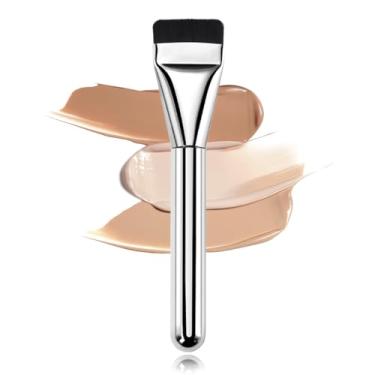 Imagem de Pincel de base, pincéis planos de maquiagem, pincel de lâmina fina, pincéis faciais portáteis, espátulas de creme, ferramentas, esfregão de pó, escova líquida, cerdas macias, adequado para salão de