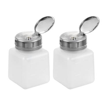 Imagem de Dispensador de álcool solvente de 2 peças, 120 ml, removedor de esmalte de unhas, dispensador de líquido com cabeça de pressão de aço inoxidável para removedor de esmalte de acetona, branco