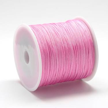 Imagem de Cordão de nylon 100 m de 0,8 mm rosa choque chinês com nó de macramê para fabricação de joias Kumihimo suprimentos de embrulho DIY