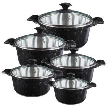 Imagem de Jogo Panelas Preto Liso Alumínio Usinado Javali Aa 16 A 24