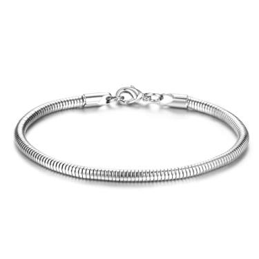 Imagem de Pulseiras de corrente de elos de prata para mulheres e homens pulseiras de corrente de cobra pulseiras de cobra de prata 17/19/22 cm, One Size, Aço inoxidável, Sem Pedra Preciosa