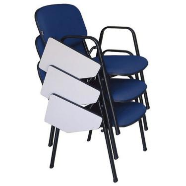 Imagem de 03 Cadeiras Escolar Universitária Linha Hotel Auditório Azul