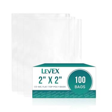 Imagem de Levex - 5 cm x 5 cm (100 unidades) Topo plano de extremidade aberta - Sacos de poliéster transparente de 1,5 mm para embalagem, envio, armazenamento e alimentos (os sacos não têm selo ou impressões)