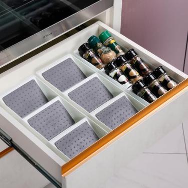 Imagem de ideamake Organizador de gaveta de cozinha, pacote com 2, organizadores e armazenamento de despensa, organizador de temperos para armário, organizador de maquiagem, porta-garrafas, organizador de