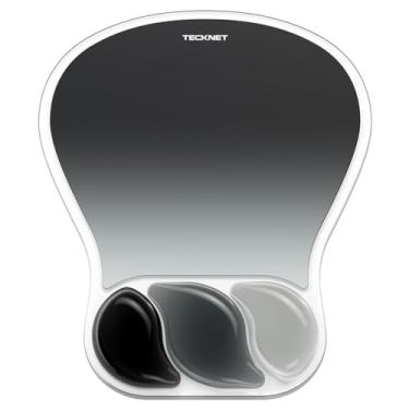 Imagem de TECKNET Mouse pad de gel com descanso de pulso, mouse ergonômico de escritório com suporte de pulso - antiderrapante e superfície lisa tapete de acessórios de mesa confortável para escritório, jogos e