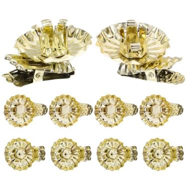 Imagem de Amosfun 20 peças de clipes para castiçais de árvore de Natal, base de metal, vintage, castiçal com clipes dourados