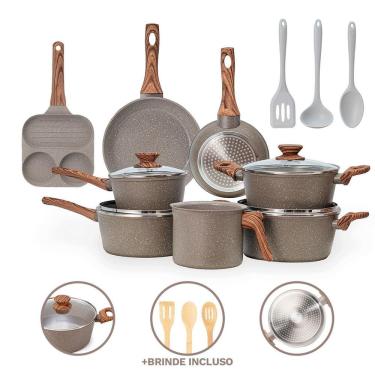 Imagem de Jogo Panelas 11 Pç Revestimento Cerâmico Indução - Grafito