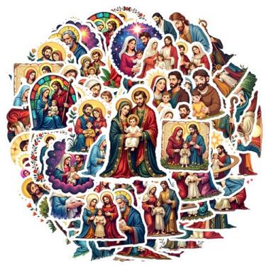 Imagem de 70 peças de figuras sagradas de família religiosa, adesivos de recompensa de professores, adesivos sagrados para guitarra, laptop, capacete, skate, faça você mesmo, telefone, laptop, álbum de recortes