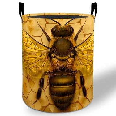 Imagem de Cesto de lavanderia Bee 50 x 40 cm, balde de armazenamento de roupas Oxford dobrável à prova d'água para quarto, banheiro, quarto de bebê, organizador de brinquedos, presentes para crianças, meninos