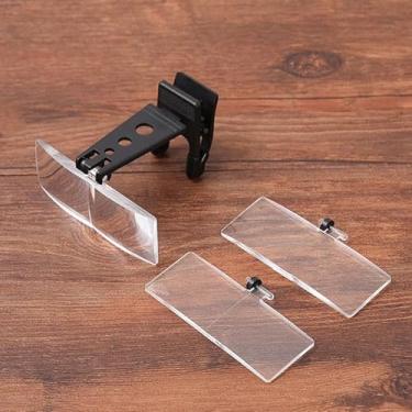 Imagem de Lupa de lupa de 1,5 x 2,5 x 3,5 x, lupa para óculos com clipe dobrável, com 3 lentes, acrílico ABS durável