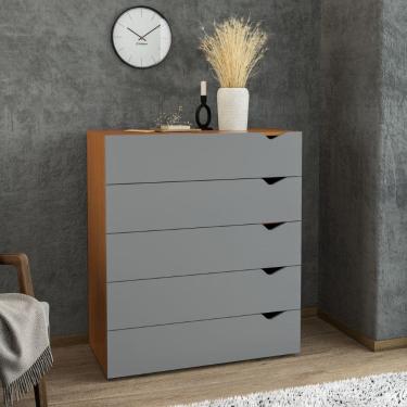 Imagem de Cômoda 5 Gavetas Porto Freijó Cinza Politorno Móveis
