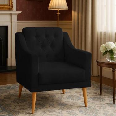 Imagem de Poltrona Capitonê Sala Estar Marisa Classica - Moveis Aguias, Preto