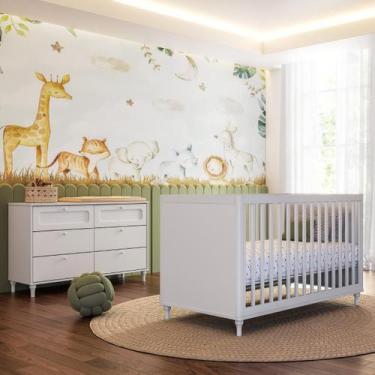 Imagem de Quarto Bebê Completo Berço e Cômoda Fofura Branco Provençal - Divicar,