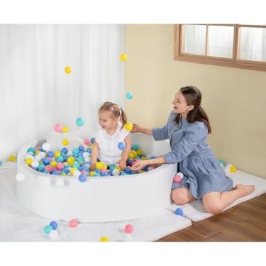 Imagem de UHAPPYEE Poço de bola macio extra grande para crianças, 129,5 x 30 cm, poço de bola de espuma para bebês e crianças - branco