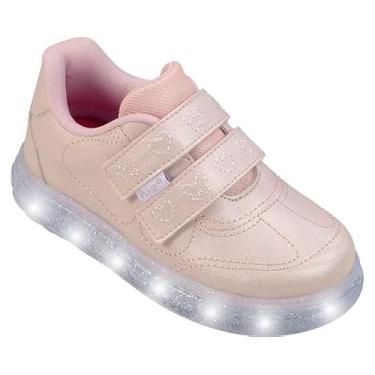 Imagem de Pampili, Tênis Infantil Sneaker com LED, Rosa Metalizado, Tamanho 32, Fechamento em Velcro Duplo, Casual