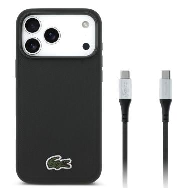 Imagem de KIT Capa iPhone 17 Pro e Cabo USB-C Lacoste, Preta