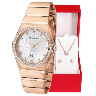 Imagem de Relógio Champion Ana Hickmann Analógico Rosé AH28188Z Kit Colar e Brincos