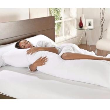 Imagem de Travesseiro de Corpo GIGANTE 140cm x 40cm – Body Pillow com Capa Impermeável Conforto Premium para Dormir de Lado (2 UNIDADES)