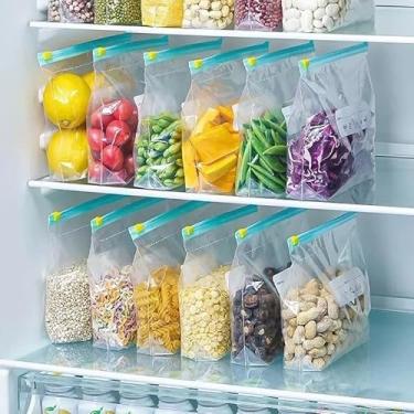 Imagem de Sacos Herméticos Reutilizáveis para Alimentos com Fecho Zip, Plástico Resistente, Ideal para Freezer (14,9x16,5 com 20un)