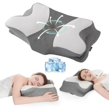 Imagem de Travesseiro cervical para alívio da dor no pescoço e ombro, travesseiros de espuma de memória, travesseiro de cama de contorno ergonômico, macio para dormir de estômago lateral e dormir nas costas