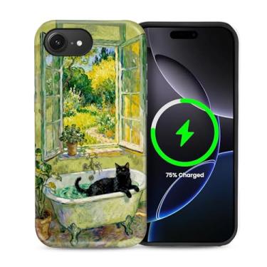 Imagem de ZHEGAILIAN Capa 2 em 1 para iPhone 16e 6,1 polegadas, compatível com MagSafe à prova de choque antiderrapante com capa de proteção de corpo inteiro, design de impressão fashion fosco texturizado fosco