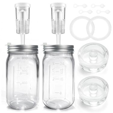 Imagem de Kit de fermentação de pote de vidro de 946 ml, 2 frascos de fermentação, tampas de fermentação, pesos de fermentação e fechaduras, kit completo de fermentação para fazer e armazenar chucrute (pacote