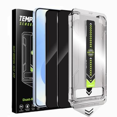 Imagem de SVMONGWA Pacote com 2 protetores de tela de privacidade para Samsung Galaxy S25, alinhamento automático, anti-espião, instalação automática de eliminação de poeira, anti-impressão digital, suporte