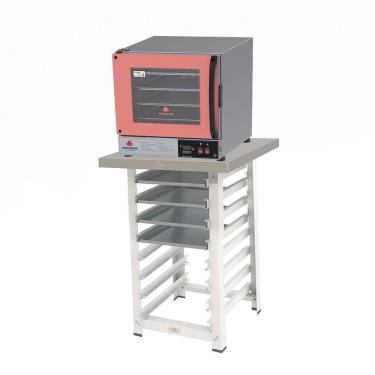 Imagem de Kit Progás Forno Turbo Elétrico Prp-004 Plus 110V Rosa + Bancada Mes-004 + 4 Assadeiras