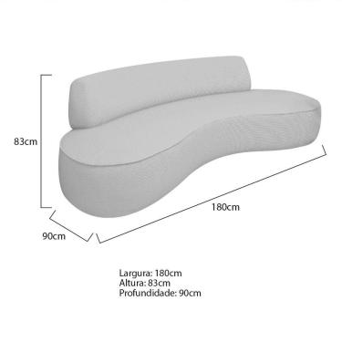 Imagem de Sofá Curvo 3 Lugares Amsterdã 180cm Linho - Doce Sonho Móveis Cor Cinza Claro