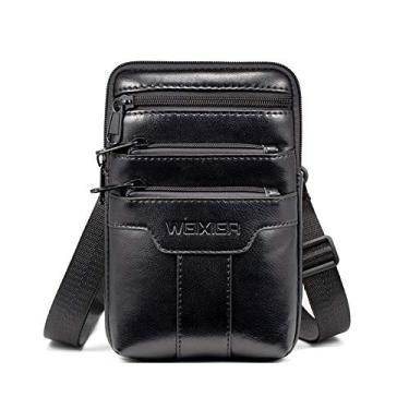 Imagem de Bolsa de Mensageiro Masculina Luxo Vintage em Couro PU Pequena Transversal no Ombro Designer para Negócios Viagem Telefone Carteira Pochete