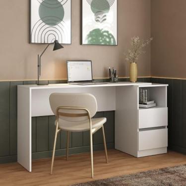 Imagem de Escrivaninha 150,5cm com Nicho e 2 Gavetas Flex Multimóveis Mp6035 Branco