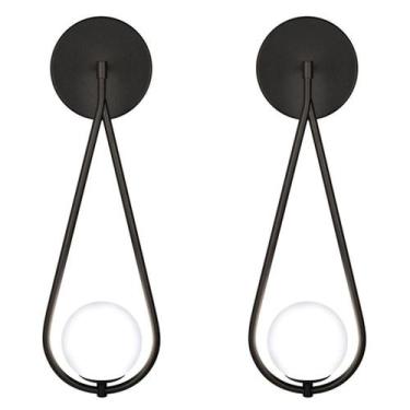 Imagem de Kit 2 Luminárias Arandela Parede Gota Globo Vidro Sala Preto - Singlel