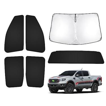Imagem de T TGBROS Persianas de janela para Ford Ranger 2019-2023 Supercrew Para-brisa lateral traseira conjunto completo persianas blackout para acessórios Ranger Capa de janela de privacidade dobrável 6 peças