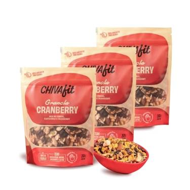 Imagem de Chiva Fit Granola Cranberry Premium, Mix de Castanhas, Zero Açúcar, Zero Glúten, Baixo Carboidrato, Keto, 3 Pacotes de 200g