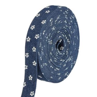 Imagem de PATIKIL Fita jeans de 1,5 cm x 5,5 m, fita fina de jeans, tecido de veludo, franjas, rolo para artesanato, embrulho de laço, presente de Natal, grampo de cabelo, costura, decorações de festa, flor