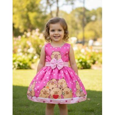 Imagem de Vestido Infantil Capivara Pink Luxo Festa Aniversário - Pequenos Encan