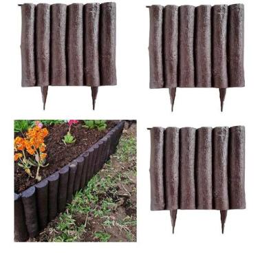 Imagem de Kit 12 Cercas Decorativa Jardim De Plástico Marron - JR Injetados