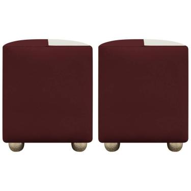 Imagem de Kit 2 Puffs Decorativos Quadrado Urban - Bordo-Bege Corino