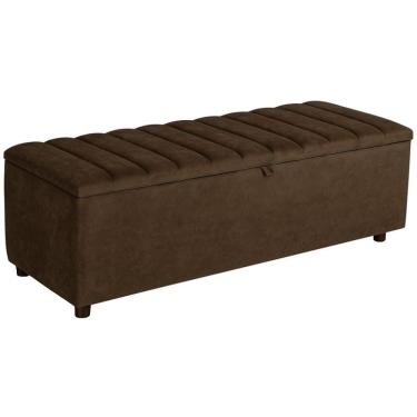 Imagem de Baú Recamier Paris Veludo Marrom 140 Cm