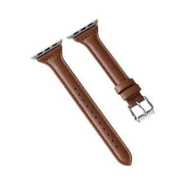 Imagem de Pulseira De Couro Slim Para Apple Watch Feminina 40mm 41mm 44mm 45mm 4