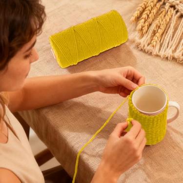 Imagem de Fio de algodão, corda artesanal macia para macramé, projetos de bricolage e muito mais, perfeita para pendurar na parede e decoração de casa