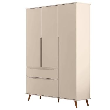 Imagem de Guarda Roupa Infantil Retrô Melinda 3 Portas E 2 Gavetas Off White - Phoenix Baby