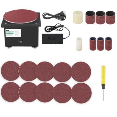 Imagem de Lixadeira de disco bancada elétrica para afiar bordas com 7 variáveis 10 discos lixamento rolo caseiro polimento máquina retificação madeira metal acrílico pedra