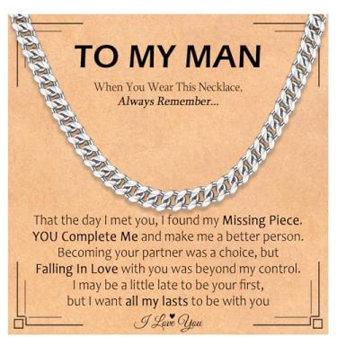 Imagem de EPIRORA Presentes para homens, colar de corrente de elos cubanos de aço inoxidável hip hop de 6 mm para namorado, marido, amante, joias masculinas, presentes de Natal, aniversário e aniversário para