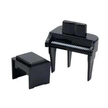 Imagem de Dynwave Piano em miniatura para casa de bonecas, instrumento musical, decoração para casa de bonecas, jardim de fadas, acessório para sala de estar, Preto