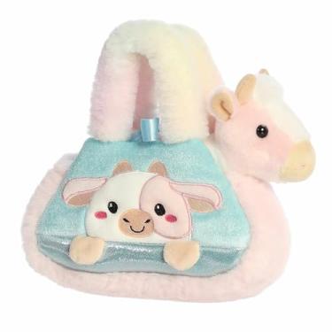 Imagem de Aurora® Fashionable Fancy Pals™ Peek-A-Boo™ Strawberry Cow Stuffed Animal - Plush with Stylish Purse for Dress Up Fun - Perfect for Kids 3+ Years, Costumes, and Birthdays - Pink 7.5 Inches