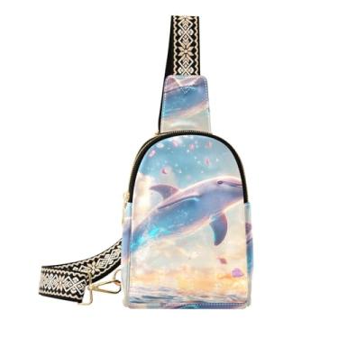 Imagem de CEBUGI Bolsa tiracolo feminina Dolphin pequena de couro, pochete transversal para trilhas, viagens ao ar livre